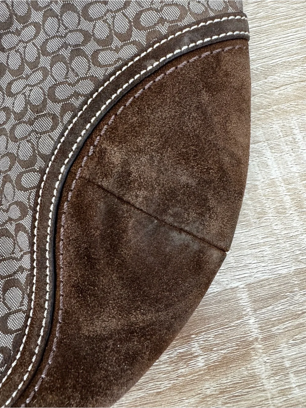Coach Brown and Black Signature Canvas Hobo Bag